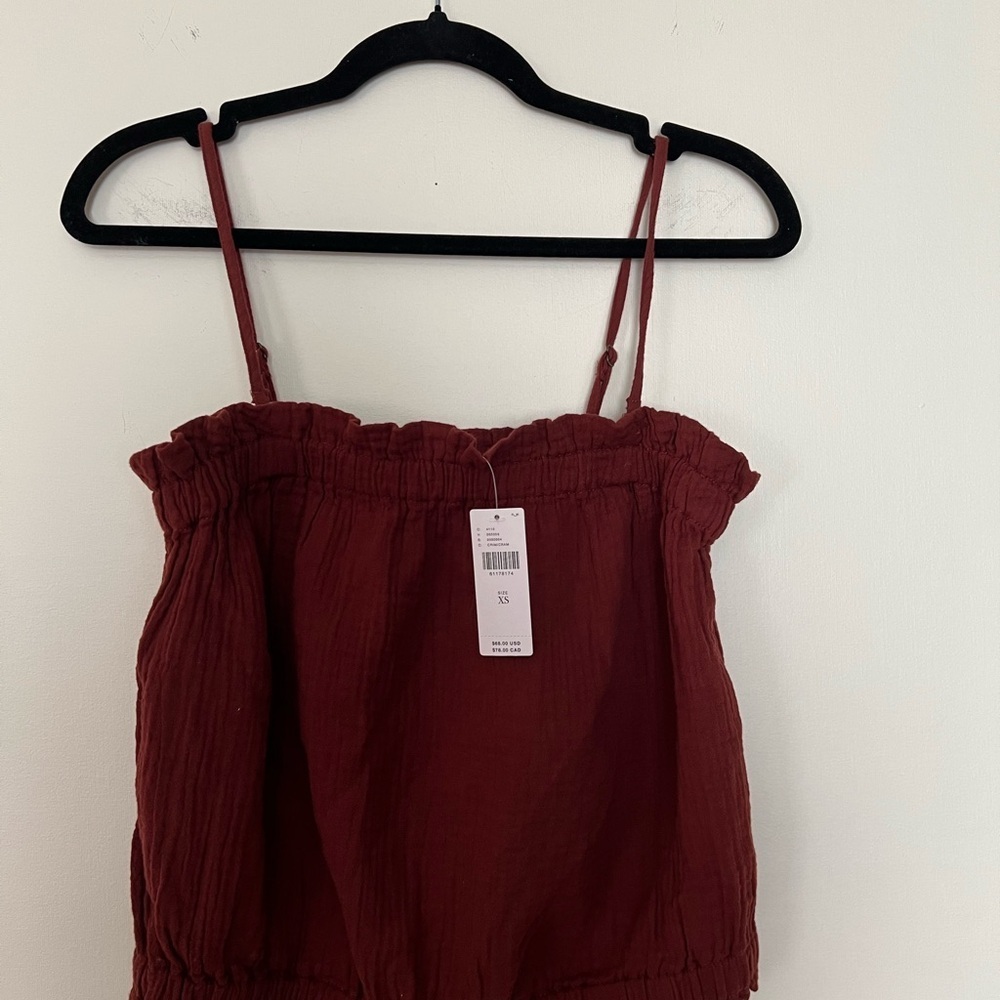 Anthropologie Women April Gauzy Tank Top Brown XS Detachable‎ Strap Cotton $68 - Picture 4 of 14
